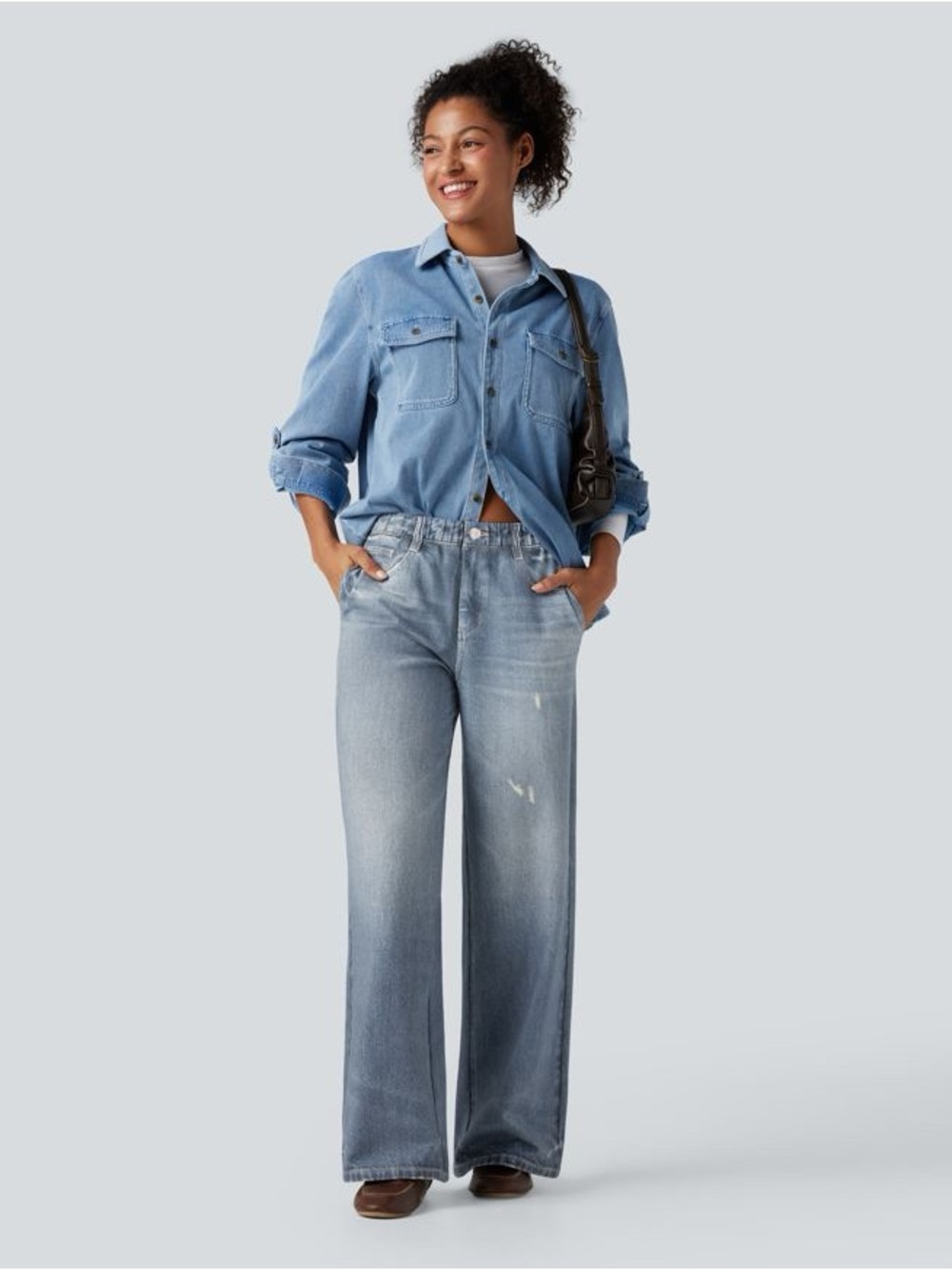 HALARA Midrise Denim Print French Terry Casual Sweatpants TALL Jeans w/ Pockets